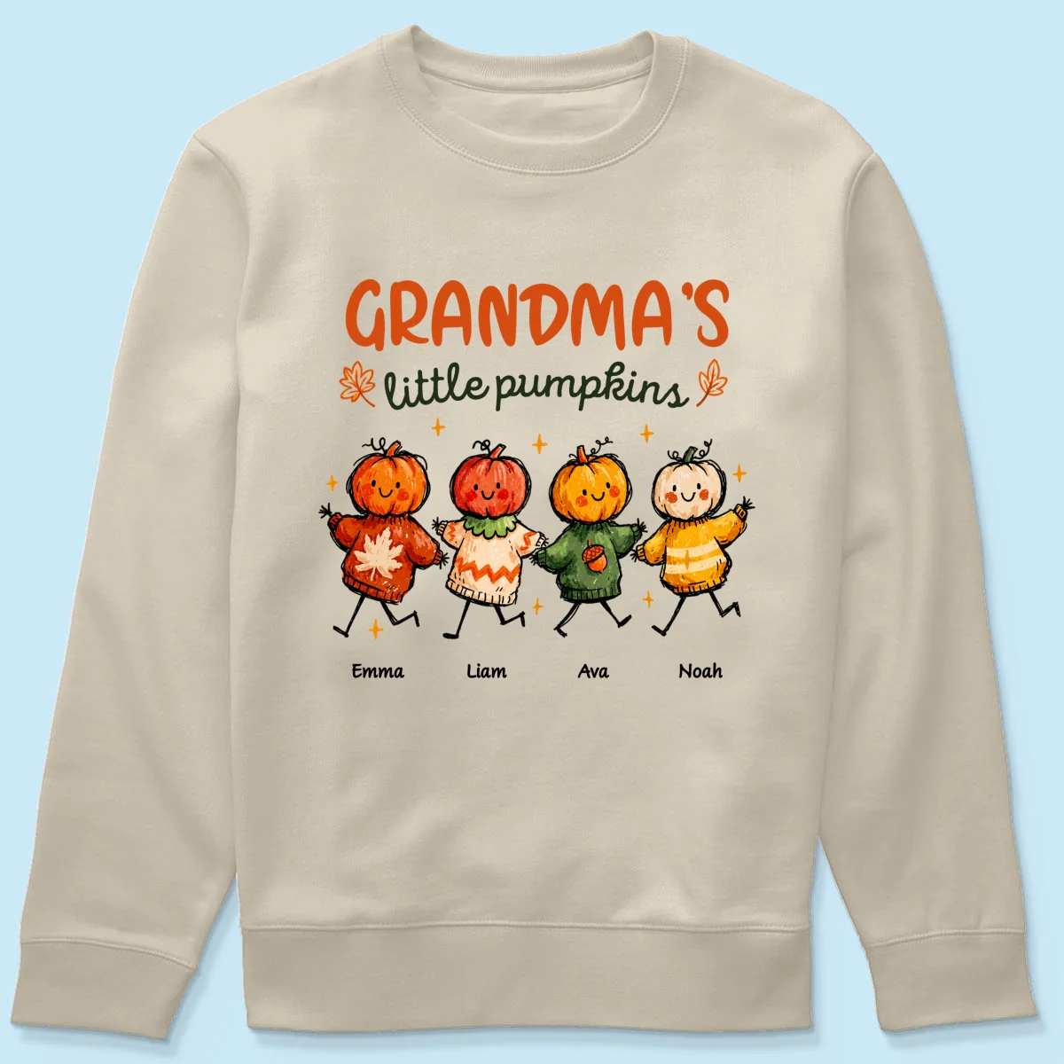 Grandma's Little Pumpkins Sweater Weather - Personalized Shirt - Trendy Fall Tee for Grandma - Image 21