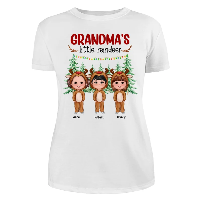 Grandma‘s Little Reindeer Doll Kids Christmas Personalized Shirt - Image 9