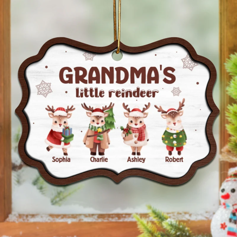 Grandma's Little Reindeers Cute Christmas Personalized Wooden Ornament - Image 6