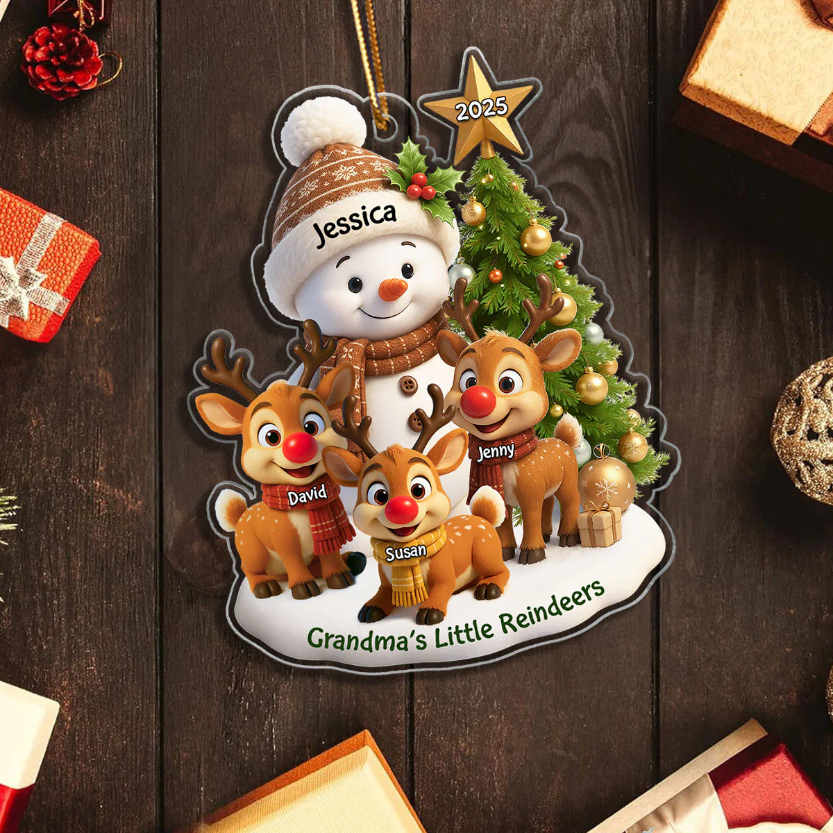 Grandma's Little Reindeers Personalized Acrylic Ornament, Christmas Gift for Grandma - Image 3
