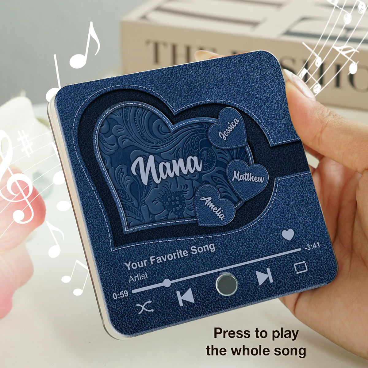 Grandma's Little Sweethearts, Leather Effect Printed Personalized Music Fridge Magnet, Custom Any Song You Want, Birthday, Gift for Grandma - Image 7