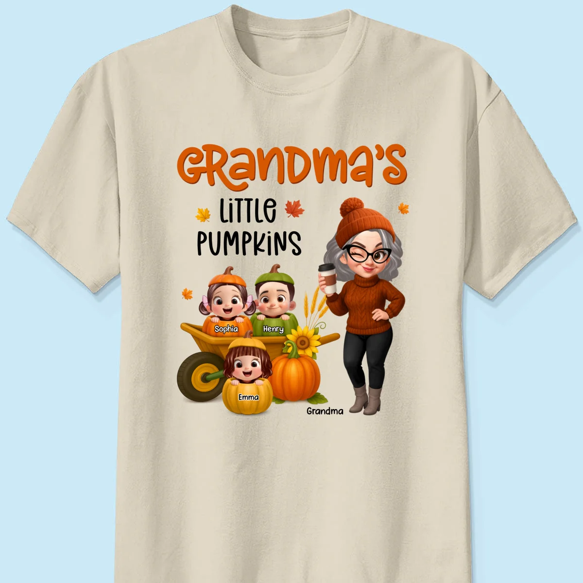 Grandma's Litttle Pumpkins Pretty Grandma And Kids Personalized Shirt, Fall Season gift - Image 21