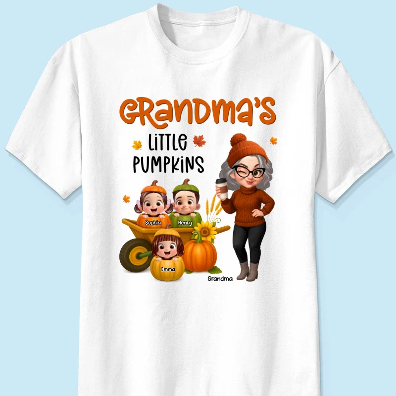 Grandma's Litttle Pumpkins Pretty Grandma And Kids Personalized Shirt, Fall Season gift - Image 22