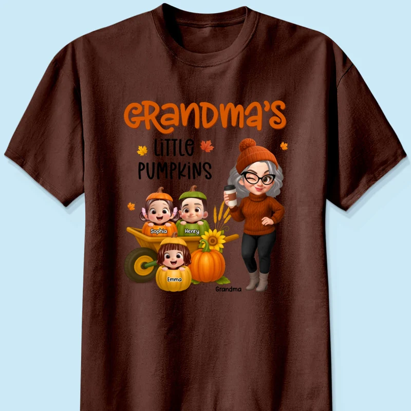Grandma's Litttle Pumpkins Pretty Grandma And Kids Personalized Shirt, Fall Season gift - Image 29