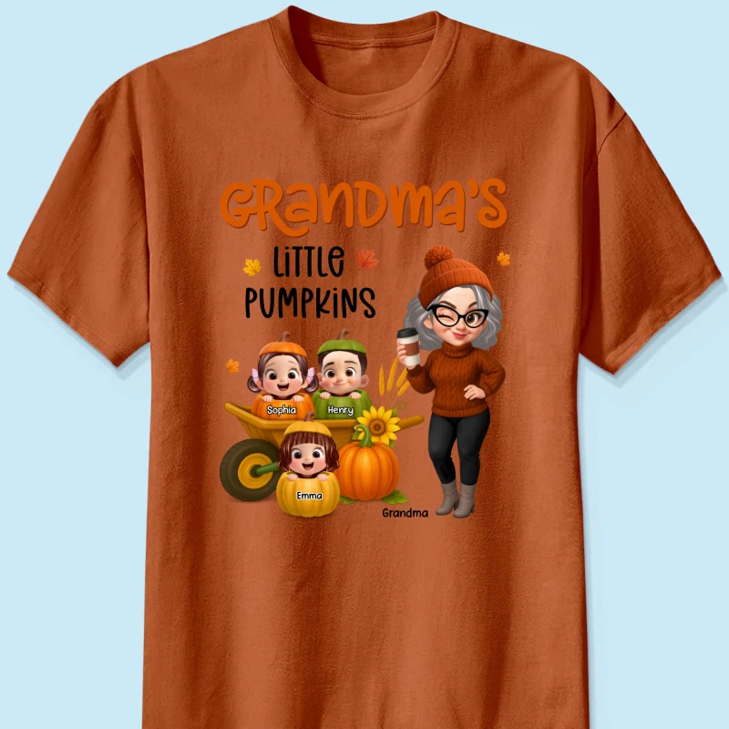 Grandma's Litttle Pumpkins Pretty Grandma And Kids Personalized Shirt, Fall Season gift - Image 30