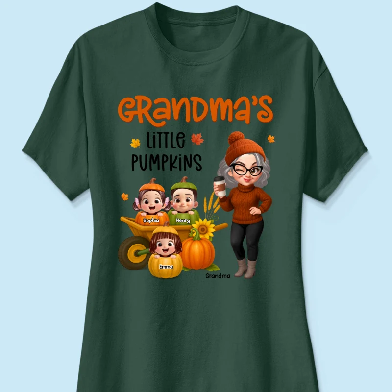 Grandma's Litttle Pumpkins Pretty Grandma And Kids Personalized Shirt, Fall Season gift - Image 35