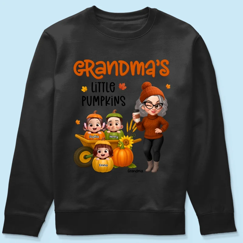 Grandma's Litttle Pumpkins Pretty Grandma And Kids Personalized Shirt, Fall Season gift - Image 61