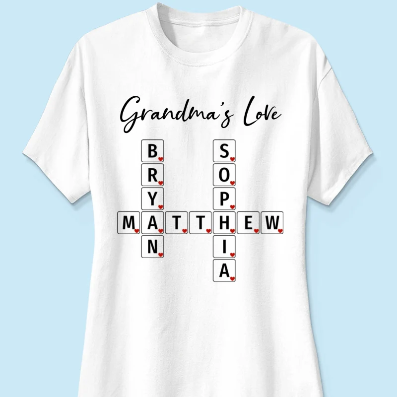 Grandma's Love Beautiful Crossword Art Puzzle Personalized Shirt - Image 11