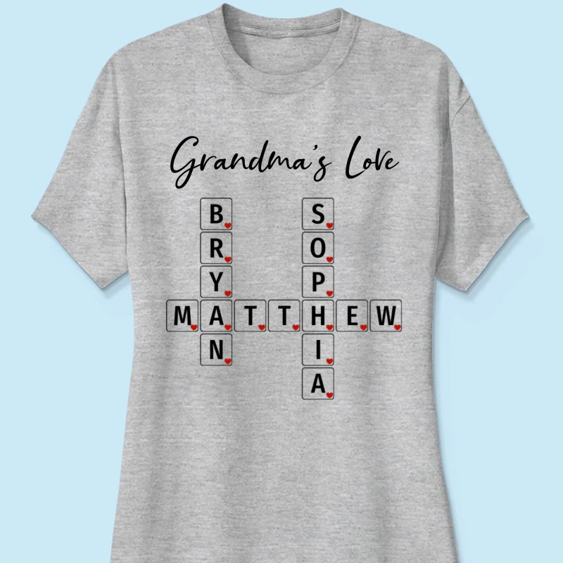 Grandma's Love Beautiful Crossword Art Puzzle Personalized Shirt - Image 12