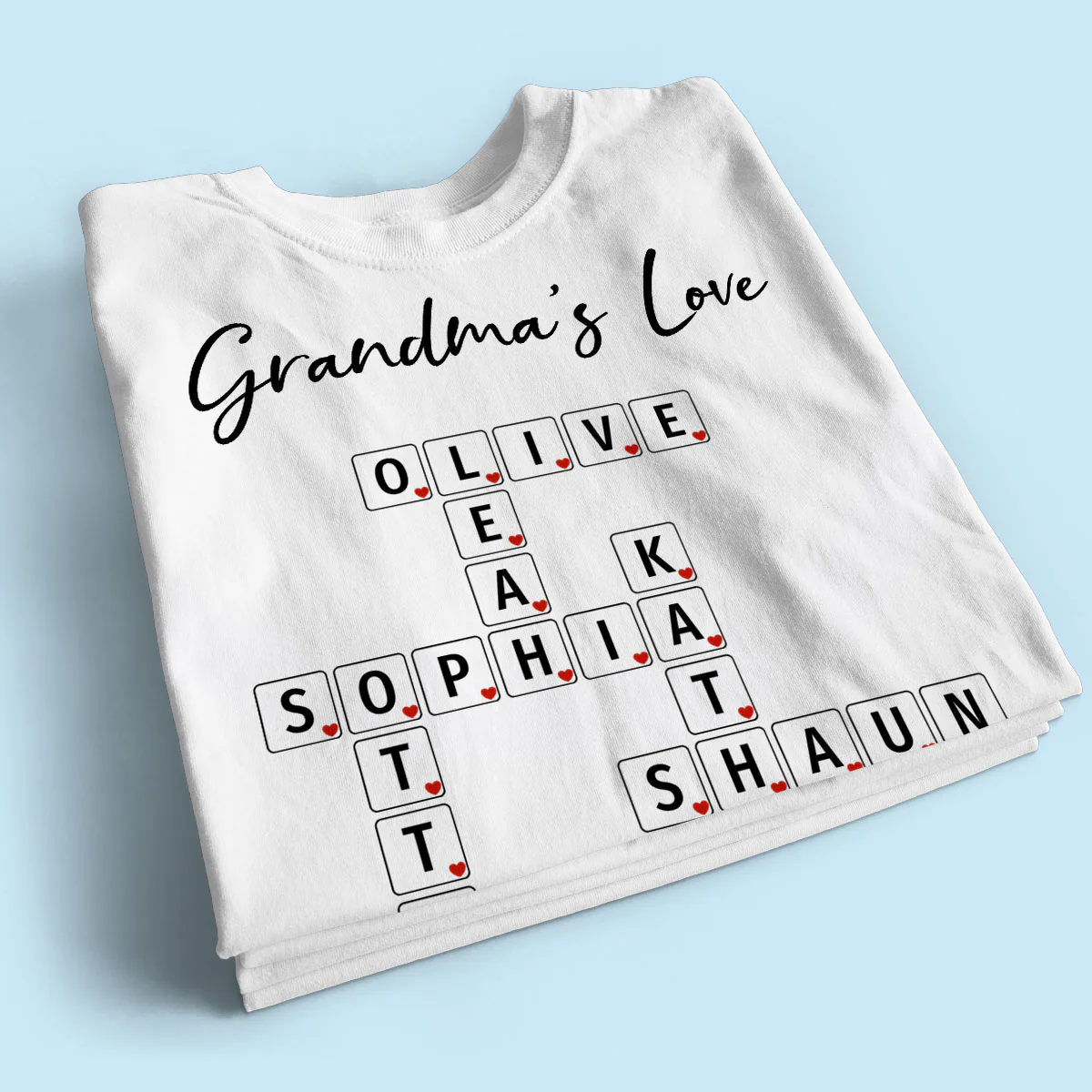 Grandma's Love Beautiful Crossword Art Puzzle Personalized Shirt - Image 2