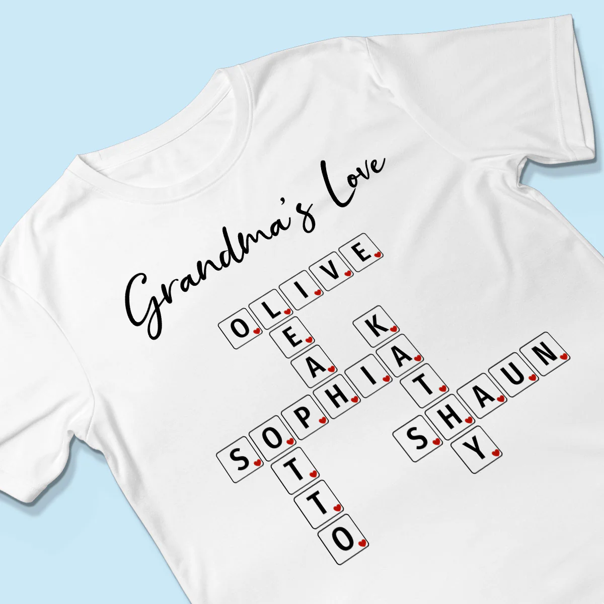 Grandma's Love Beautiful Crossword Art Puzzle Personalized Shirt - Image 3