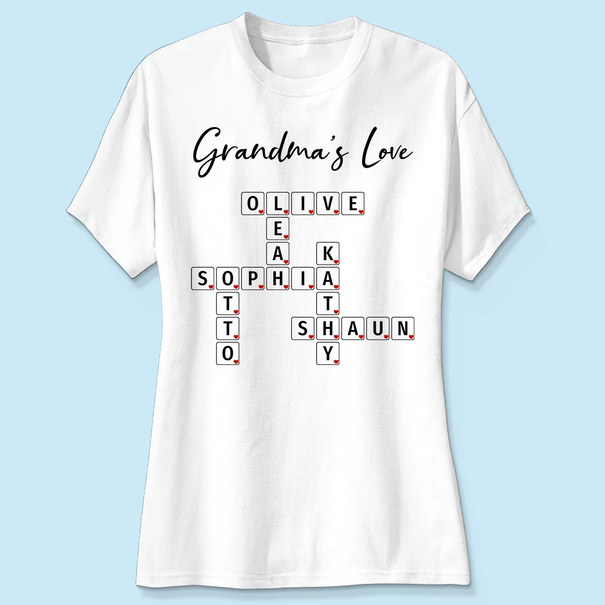 Grandma's Love Beautiful Crossword Art Puzzle Personalized Shirt - Image 4