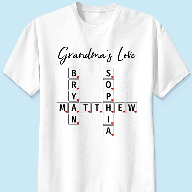 Grandma's Love Beautiful Crossword Art Puzzle Personalized Shirt - Image 7