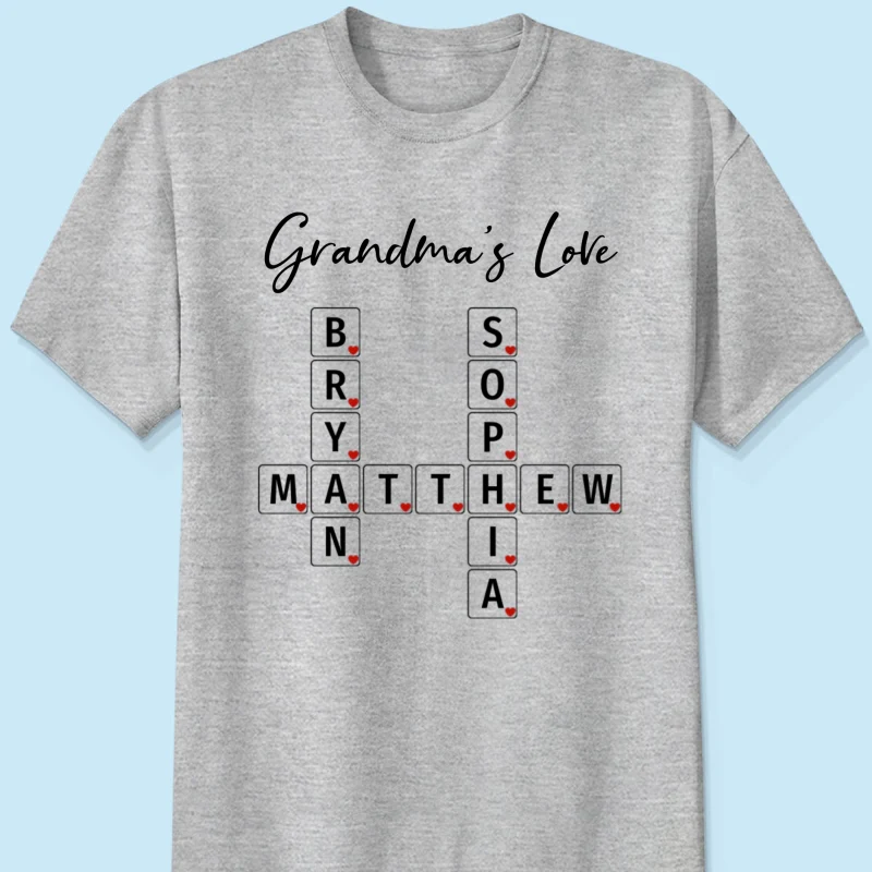Grandma's Love Beautiful Crossword Art Puzzle Personalized Shirt - Image 8