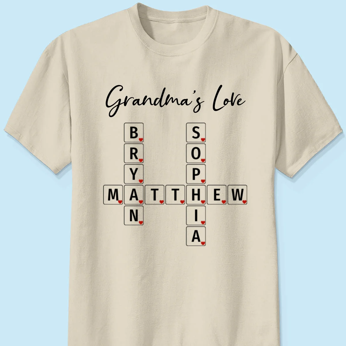 Grandma's Love Beautiful Crossword Art Puzzle Personalized Shirt - Image 9