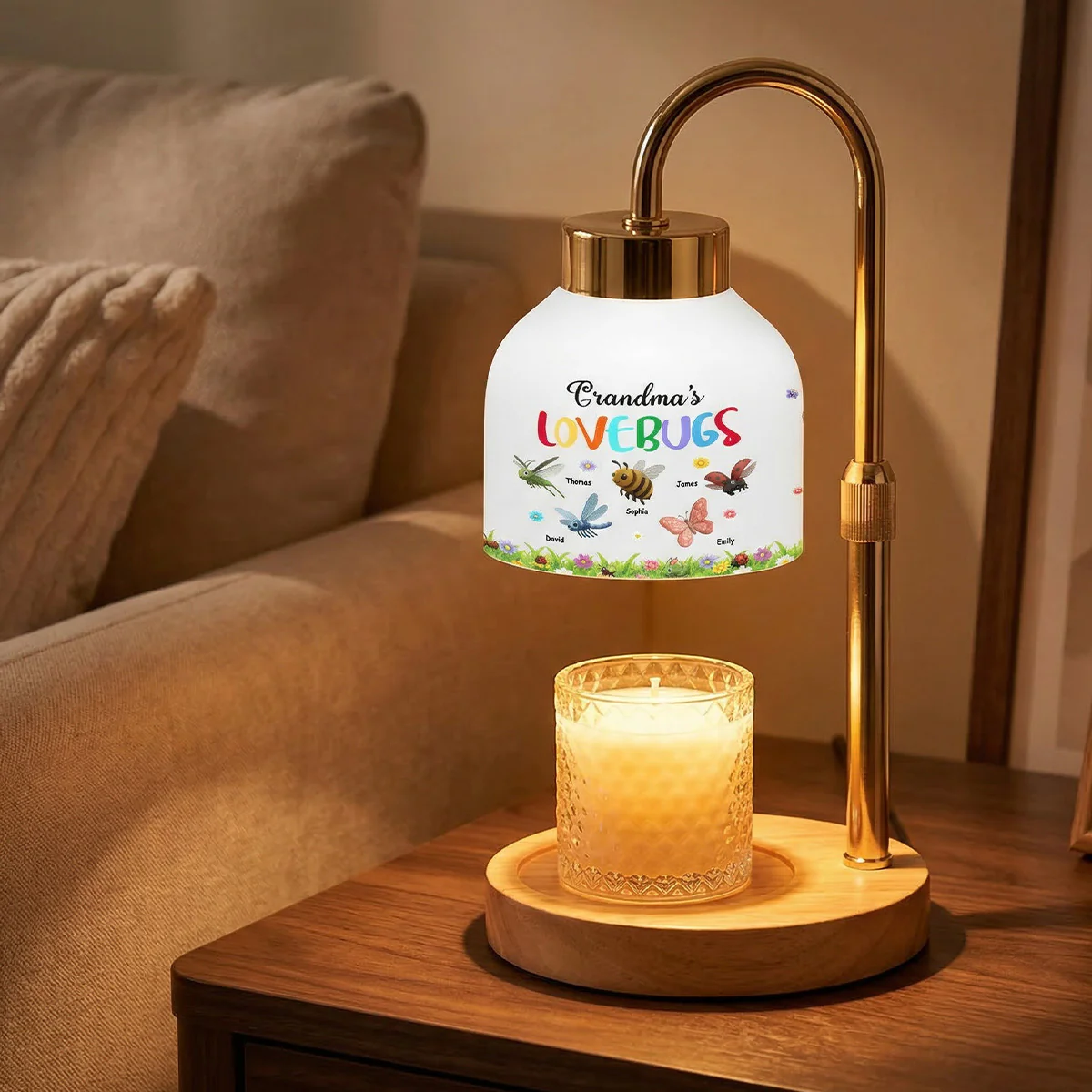 Grandma's Love Bugs Custom Grandkids Name - Personalized Candle Warmer Lamp - Mother's Day Gift For Grandma, Mom - Image 2