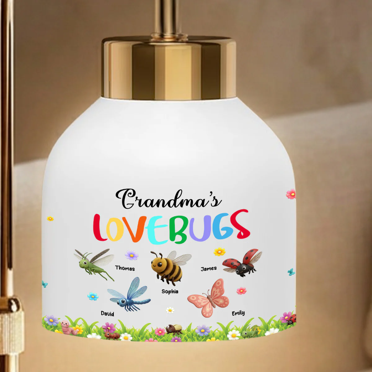 Grandma's Love Bugs Custom Grandkids Name - Personalized Candle Warmer Lamp - Mother's Day Gift For Grandma, Mom - Image 4