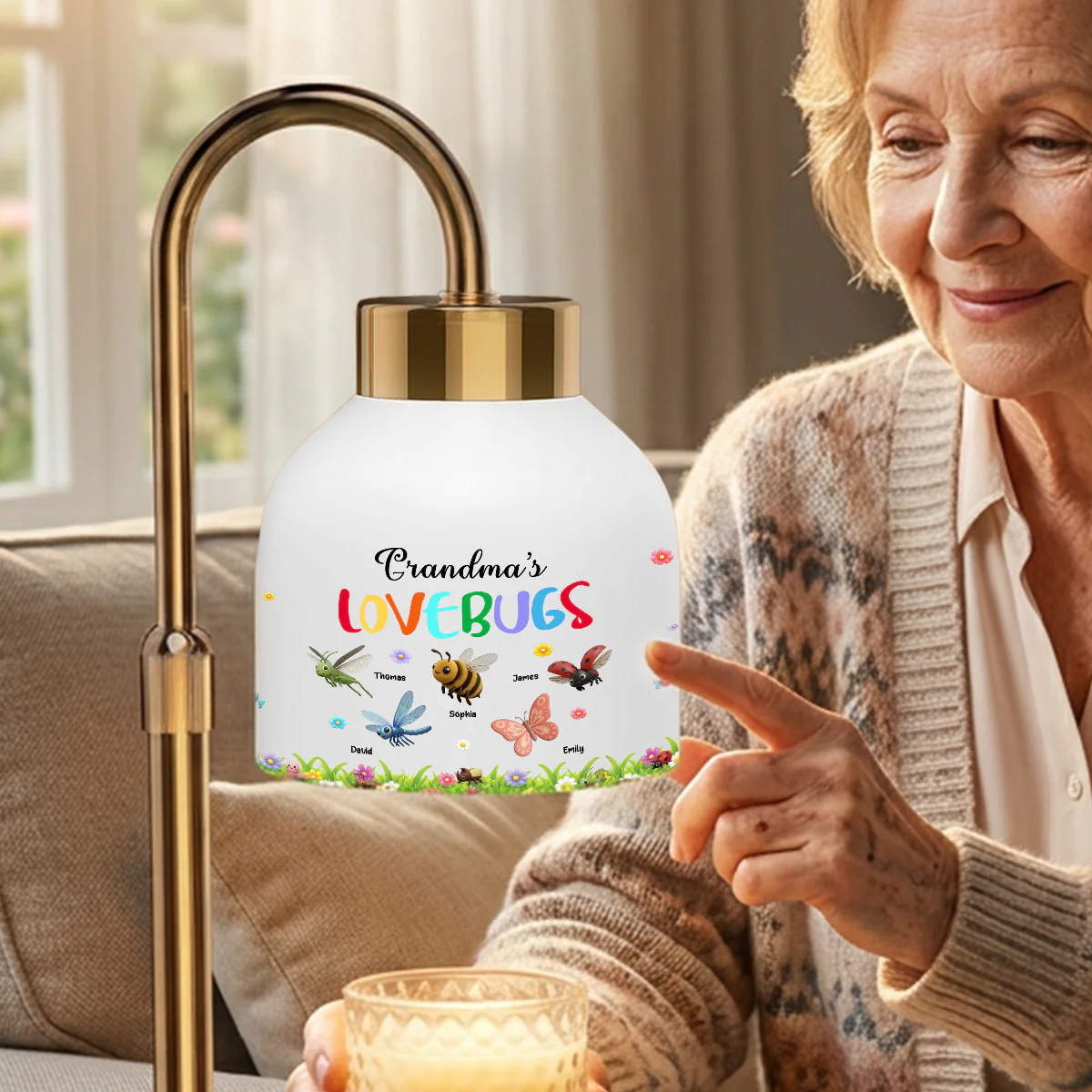Grandma's Love Bugs Custom Grandkids Name - Personalized Candle Warmer Lamp - Mother's Day Gift For Grandma, Mom - Image 5