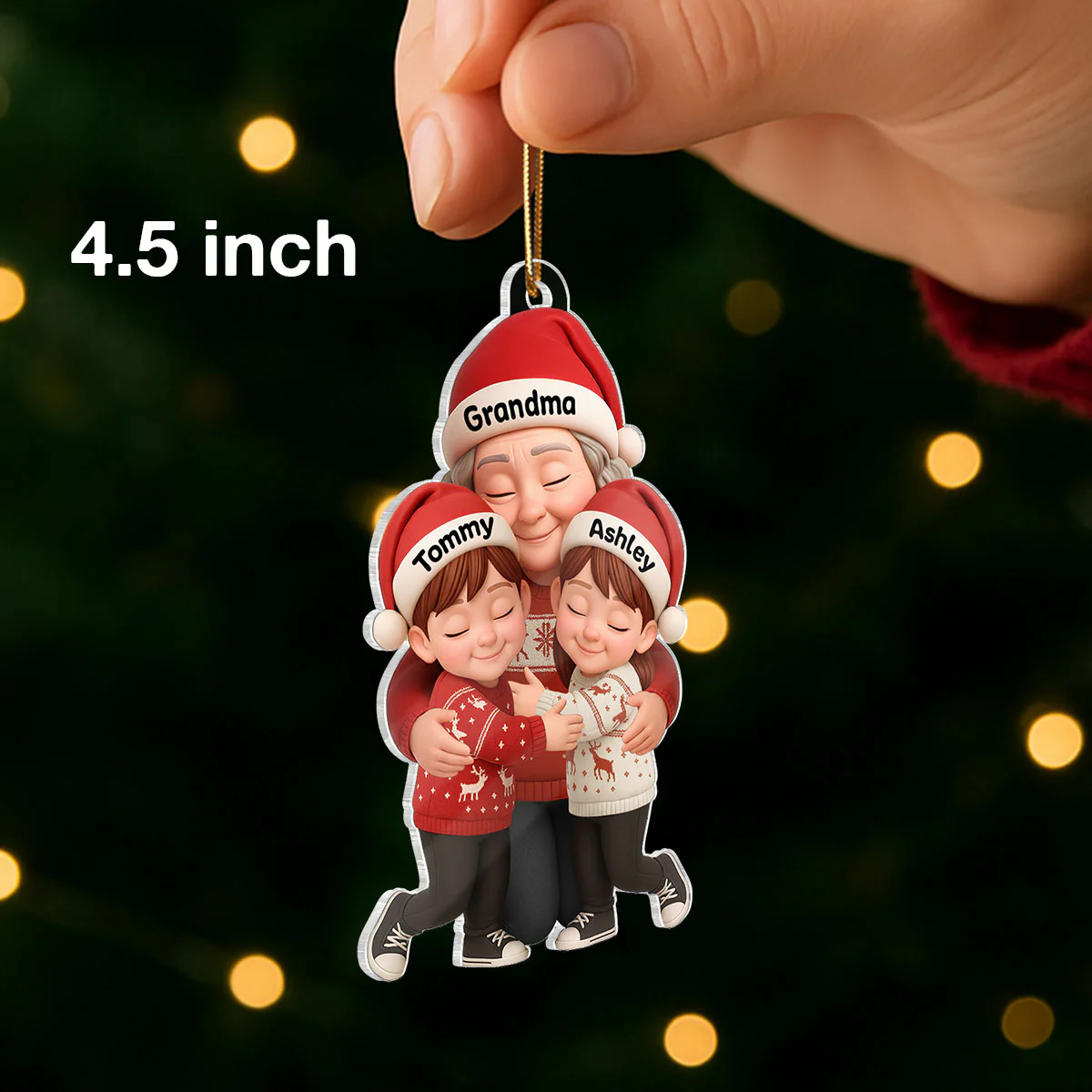 Grandma’s Loving Embrace – Custom Ornament with Grandkids’ Names – A Cherished Christmas Keepsake for Grandma, Grandkids - Image 2