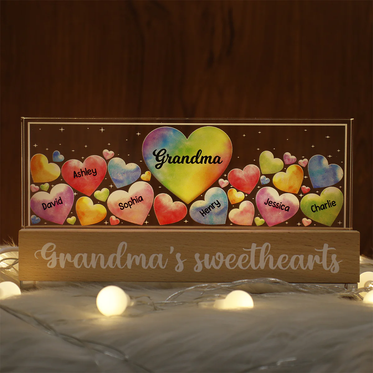 Grandma‘s Mom Sweethearts Personalized Acrylic Block LED Night Light - Image 2