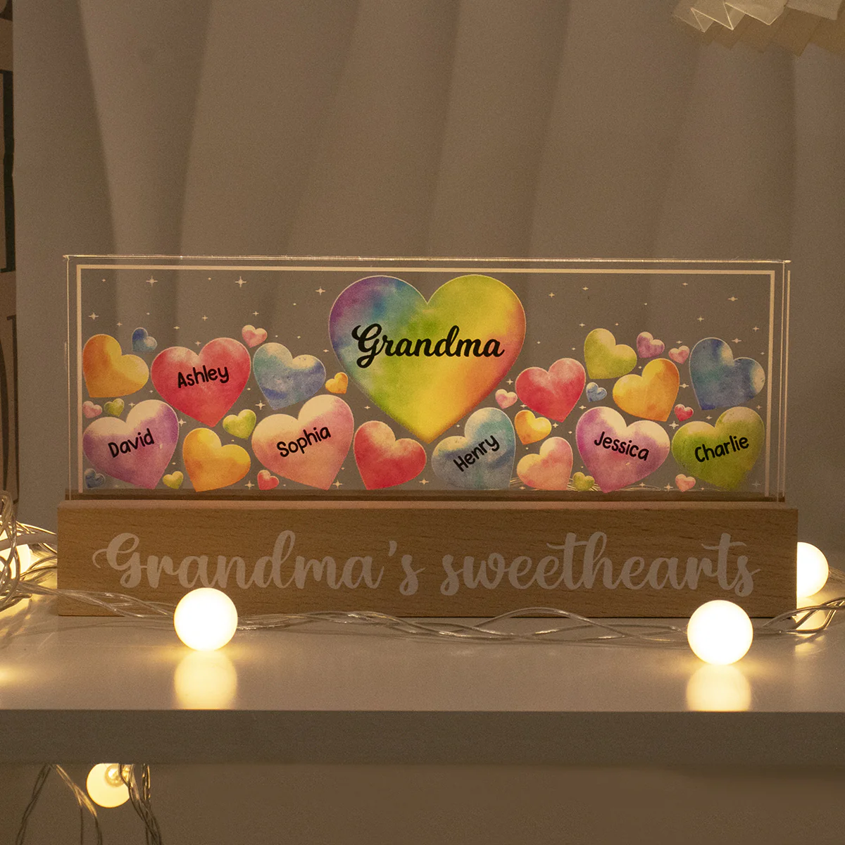 Grandma‘s Mom Sweethearts Personalized Acrylic Block LED Night Light - Image 3