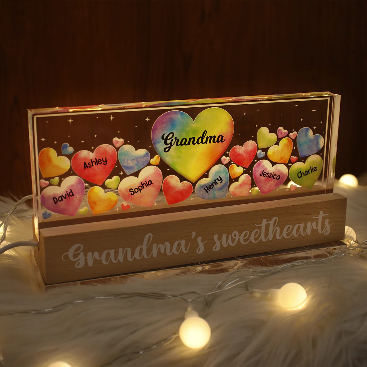 Grandma‘s Mom Sweethearts Personalized Acrylic Block LED Night Light - Image 4