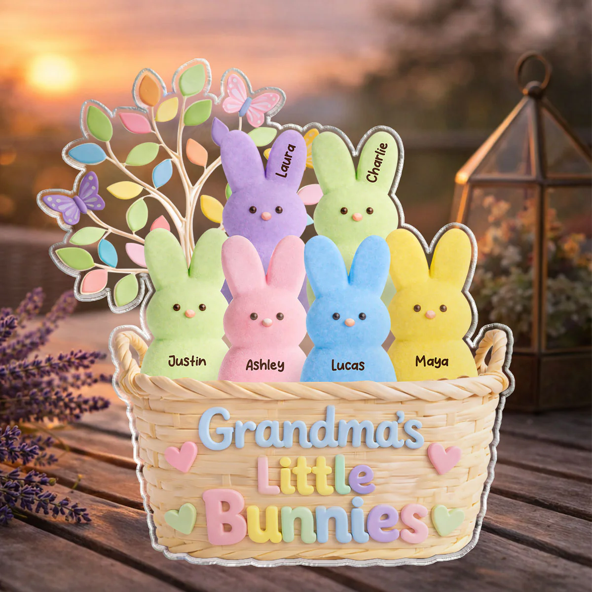 Grandma's Peeps Easter Basket - Personalized Acrylic Block Plaque - Gift For Grandma, Easter Home Decoration - Image 4