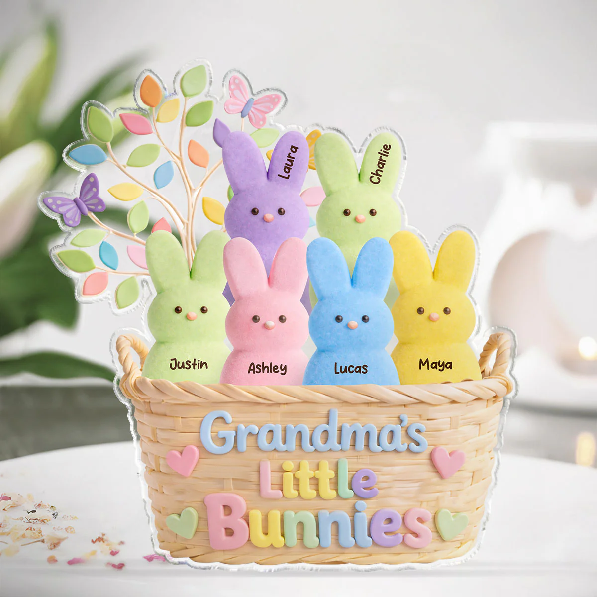 Grandma's Peeps Easter Basket - Personalized Acrylic Block Plaque - Gift For Grandma, Easter Home Decoration - Image 5