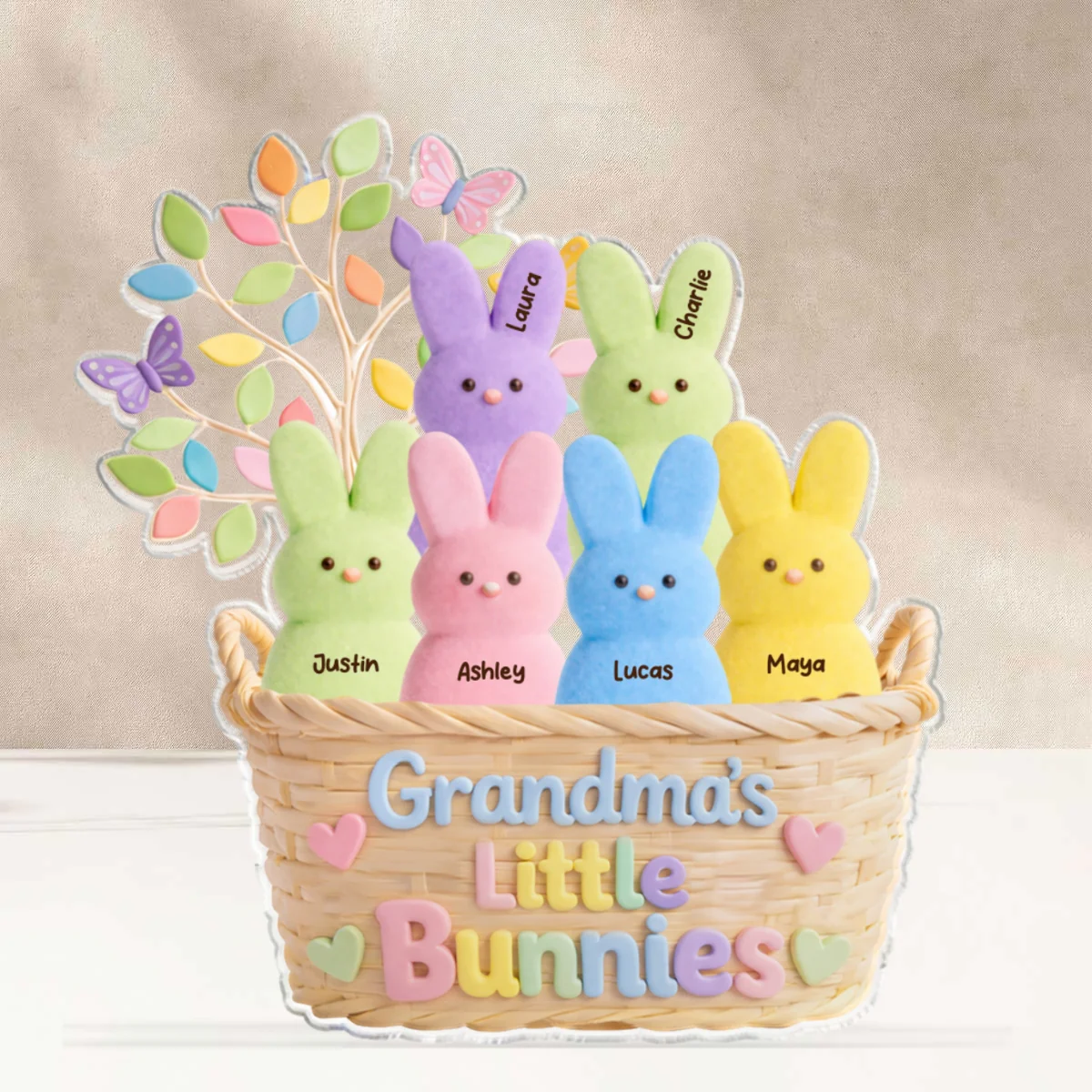 Grandma's Peeps Easter Basket - Personalized Acrylic Block Plaque - Gift For Grandma, Easter Home Decoration - Image 8