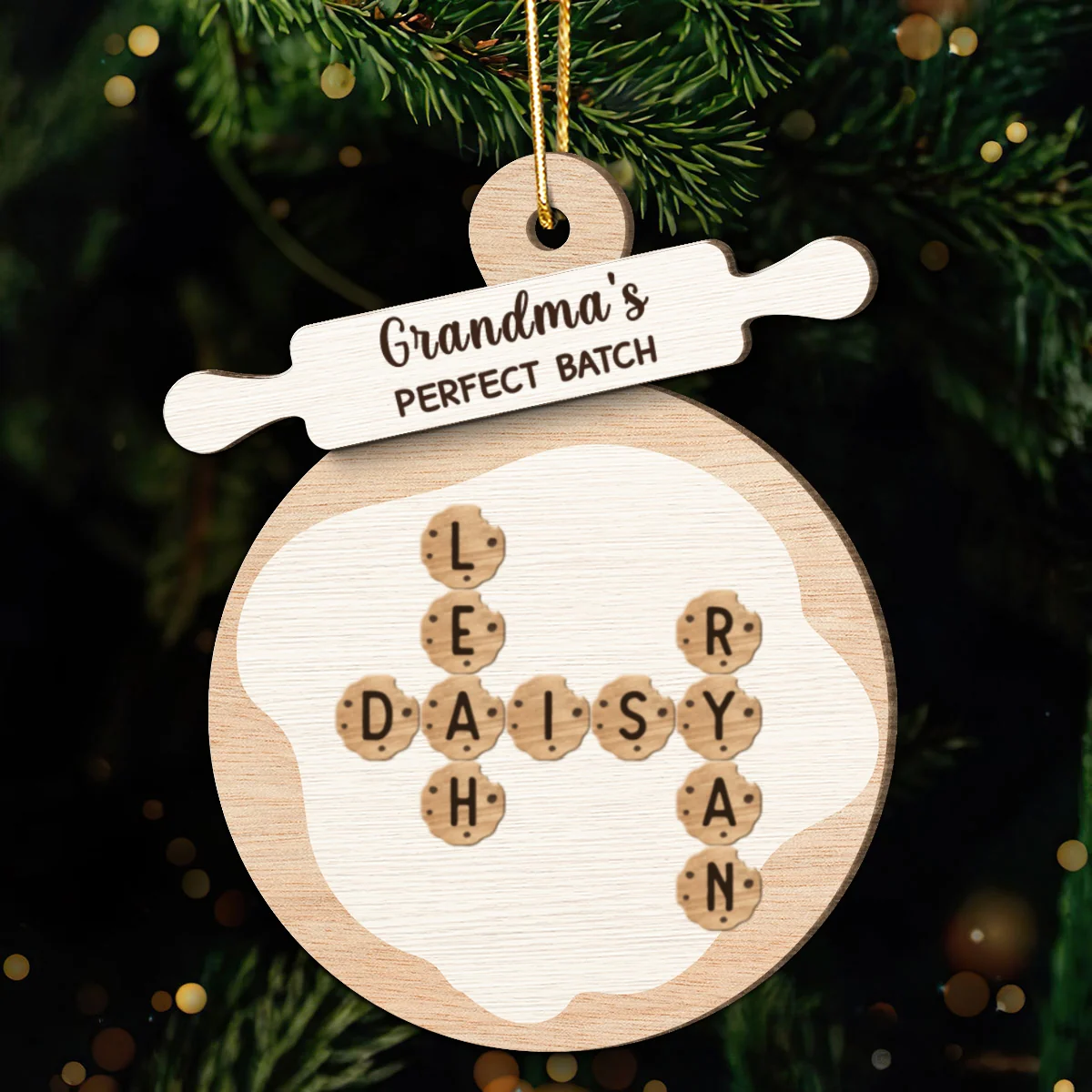 Grandma's Perfect Batch Cookies Crossword Puzzle Personalized 2-Layer Wooden Ornament - Image 10
