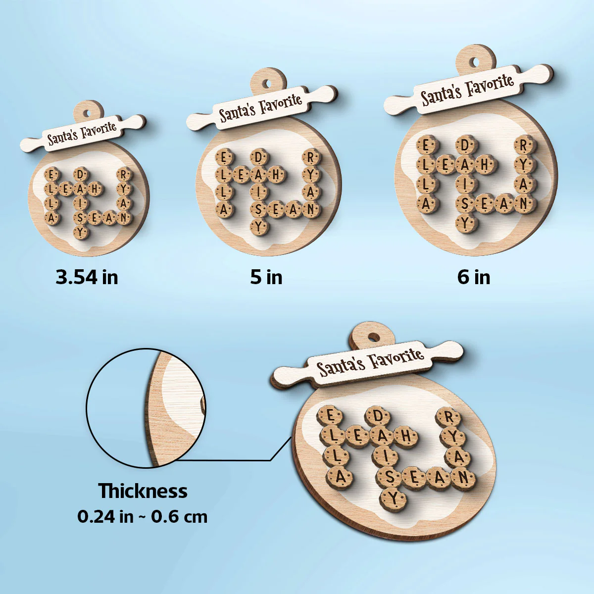 Grandma's Perfect Batch Cookies Crossword Puzzle Personalized 2-Layer Wooden Ornament - Image 8
