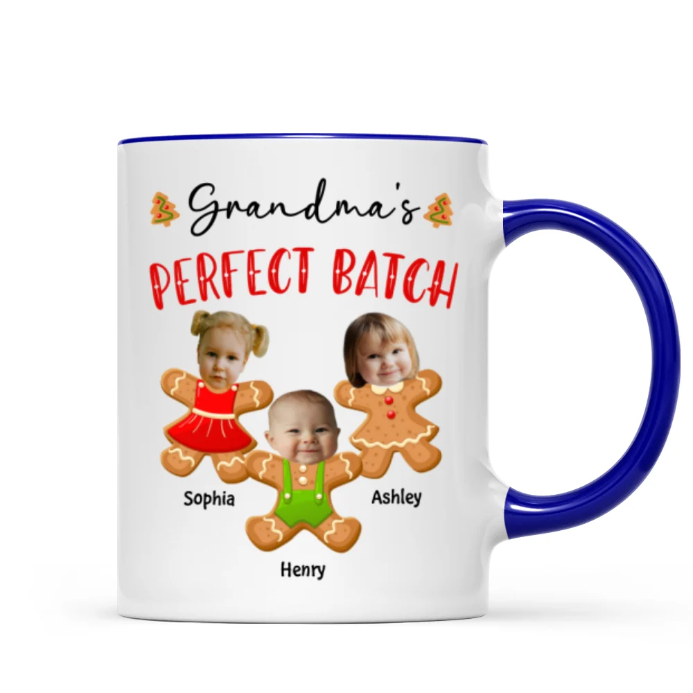 Grandma's Perfect Batch Cute Grandkids Photo Gingerbread Christmas Personalized Mug - Image 12