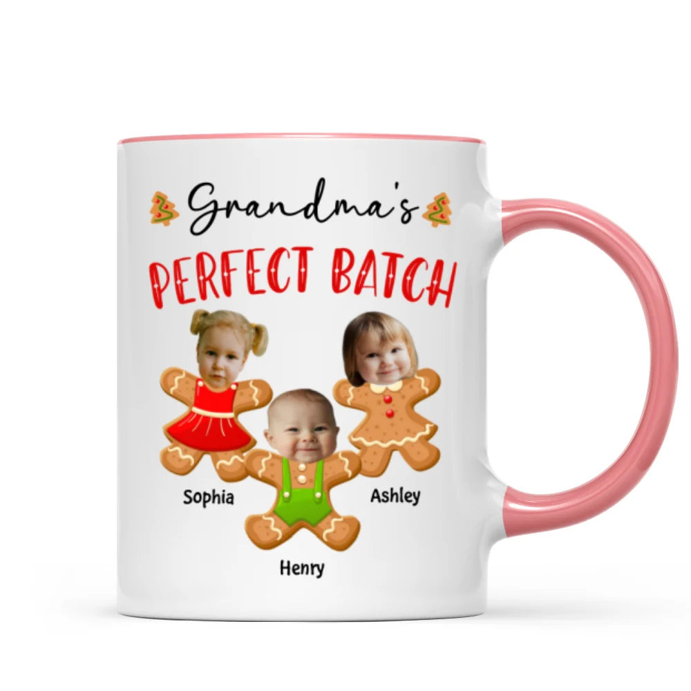 Grandma's Perfect Batch Cute Grandkids Photo Gingerbread Christmas Personalized Mug - Image 15