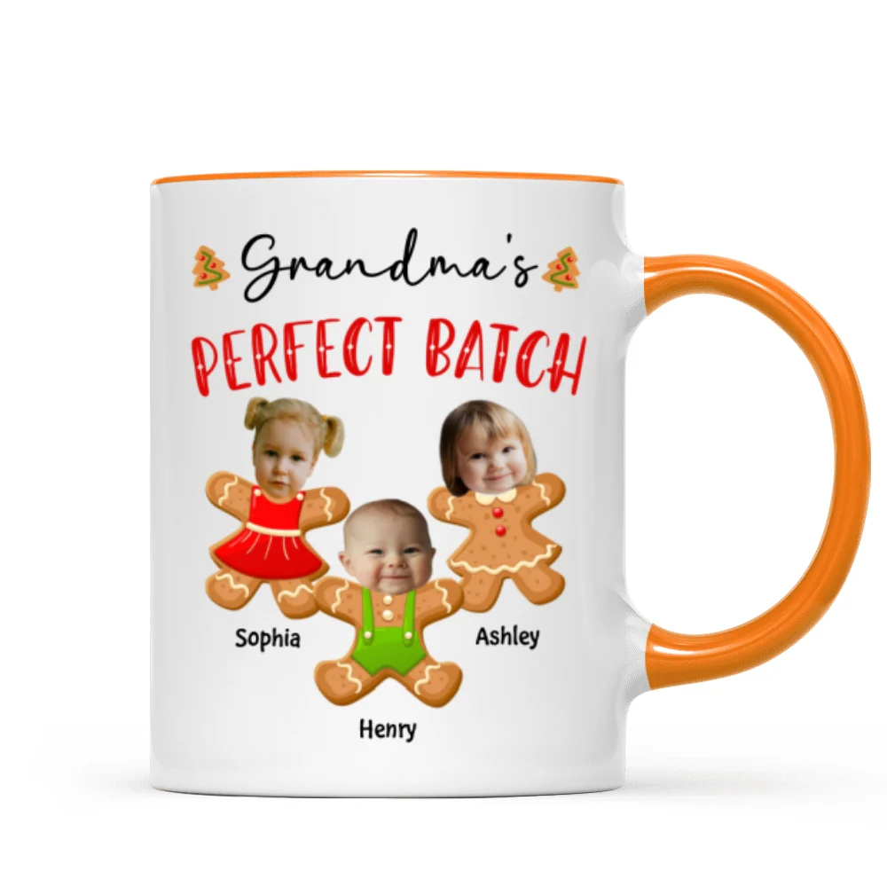 Grandma's Perfect Batch Cute Grandkids Photo Gingerbread Christmas Personalized Mug - Image 17