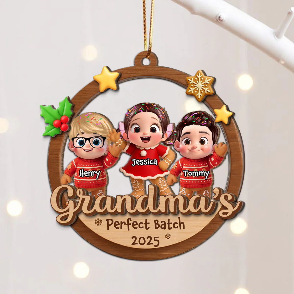 Grandma's Perfect Batch - Personalized 2-Layered Wooden Ornament - Christmas Gift for Grandma - Image 7