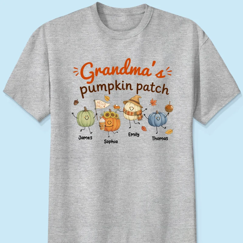 Grandma's Pumpkin Patch Cute Characters - Personalized Shirt - Fall Season Shirt For Grandma, Mom - Image 13