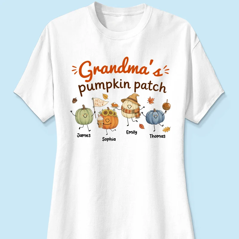 Grandma's Pumpkin Patch Cute Characters - Personalized Shirt - Fall Season Shirt For Grandma, Mom - Image 16