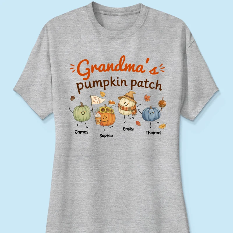 Grandma's Pumpkin Patch Cute Characters - Personalized Shirt - Fall Season Shirt For Grandma, Mom - Image 17