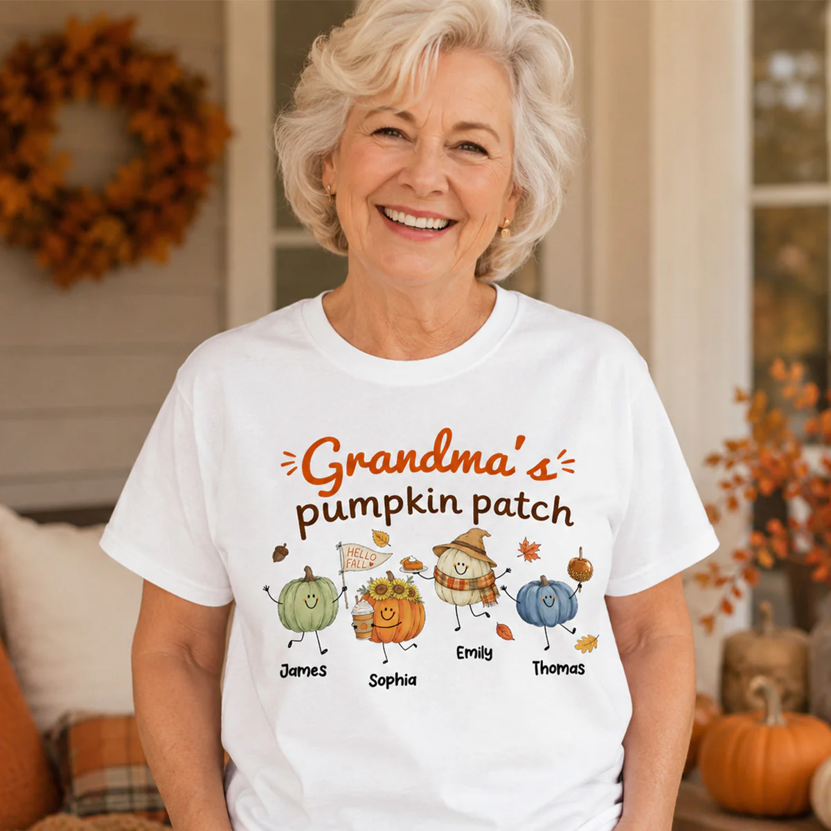 Grandma's Pumpkin Patch Cute Characters - Personalized Shirt - Fall Season Shirt For Grandma, Mom - Image 5