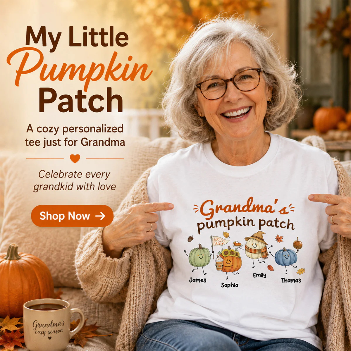 Grandma's Pumpkin Patch Cute Characters - Personalized Shirt - Fall Season Shirt For Grandma, Mom - Image 8
