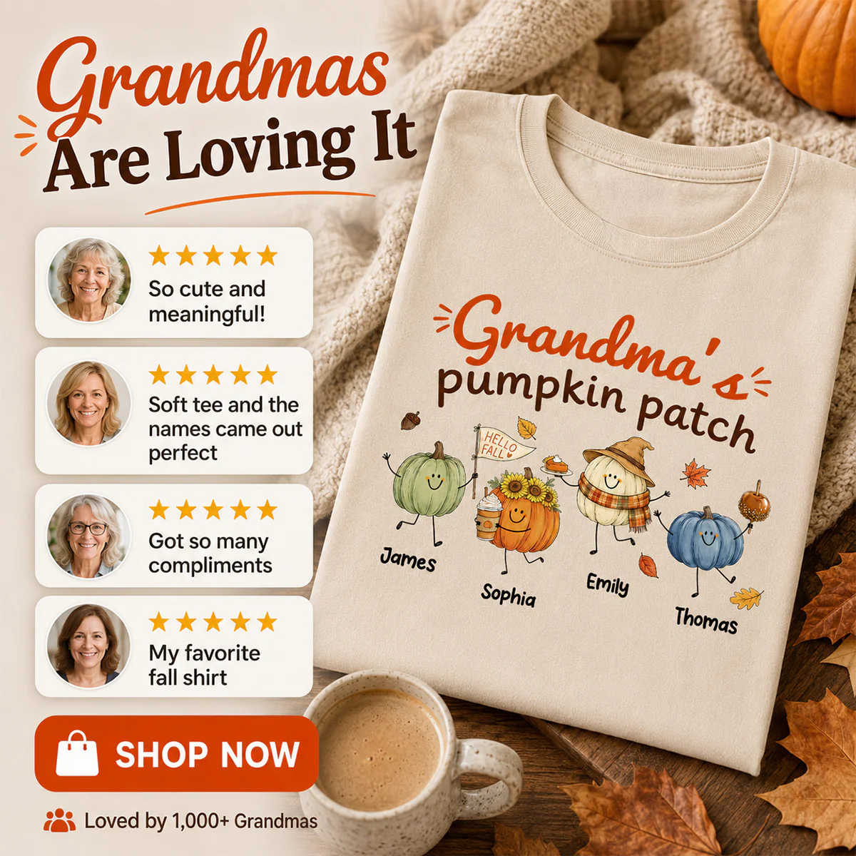 Grandma's Pumpkin Patch Cute Characters - Personalized Shirt - Fall Season Shirt For Grandma, Mom - Image 9