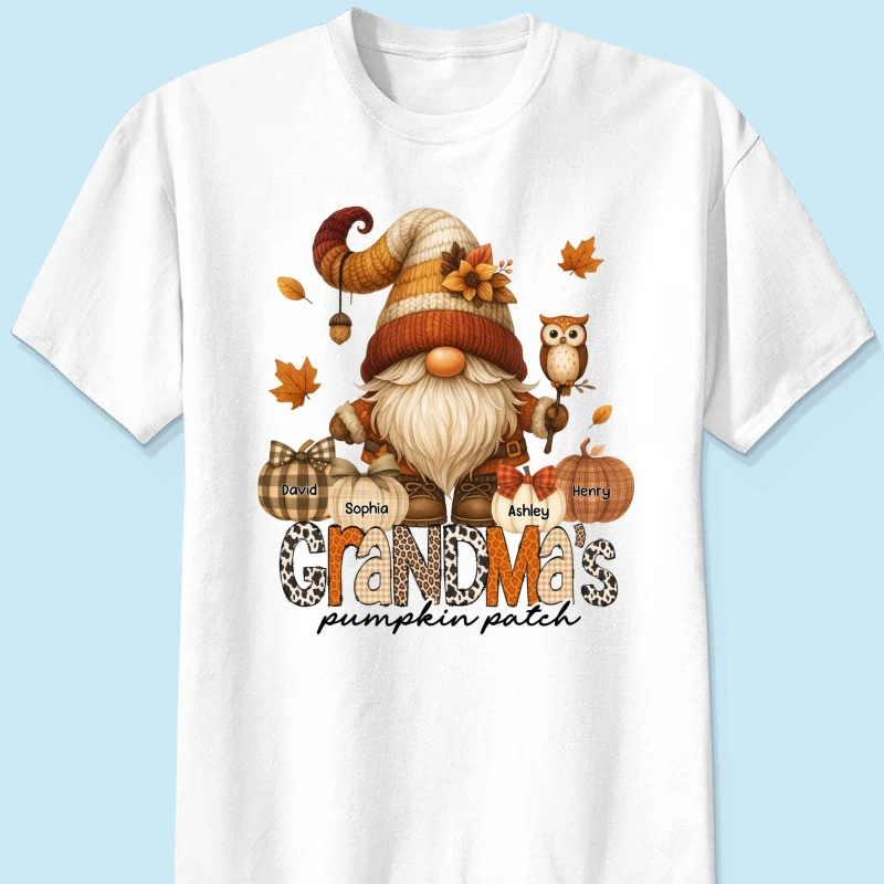 Grandma's Pumpkin Patch Cute Fall Gnome Personalized Sweatshirt, Cozy Fall Shirt for Grandma, Mom - Image 21