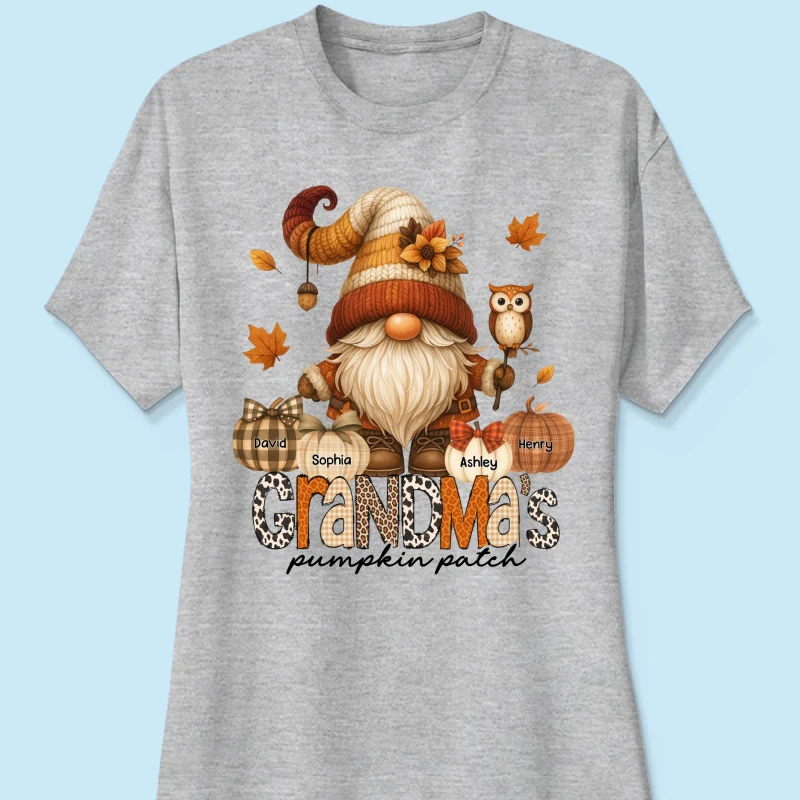 Grandma's Pumpkin Patch Cute Fall Gnome Personalized Sweatshirt, Cozy Fall Shirt for Grandma, Mom - Image 39