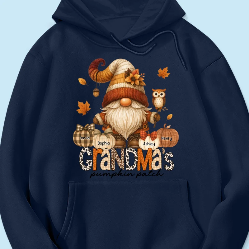 Grandma's Pumpkin Patch Cute Fall Gnome Personalized Sweatshirt, Cozy Fall Shirt for Grandma, Mom - Image 45