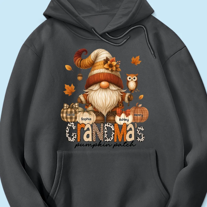 Grandma's Pumpkin Patch Cute Fall Gnome Personalized Sweatshirt, Cozy Fall Shirt for Grandma, Mom - Image 46