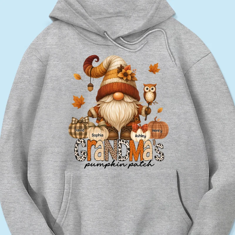 Grandma's Pumpkin Patch Cute Fall Gnome Personalized Sweatshirt, Cozy Fall Shirt for Grandma, Mom - Image 53