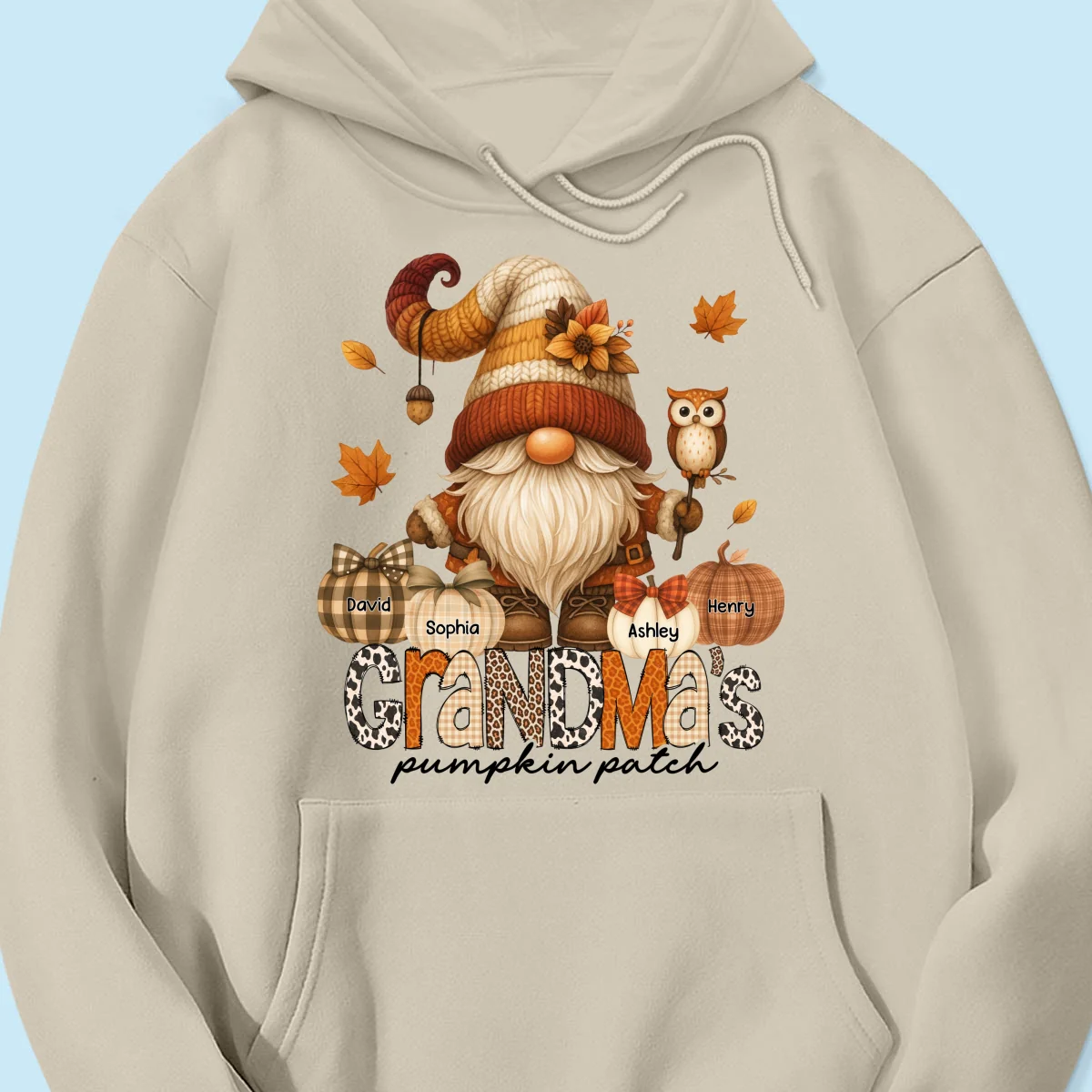 Grandma's Pumpkin Patch Cute Fall Gnome Personalized Sweatshirt, Cozy Fall Shirt for Grandma, Mom - Image 59
