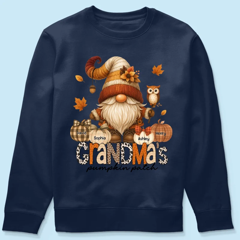 Grandma's Pumpkin Patch Cute Fall Gnome Personalized Sweatshirt, Cozy Fall Shirt for Grandma, Mom - Image 61
