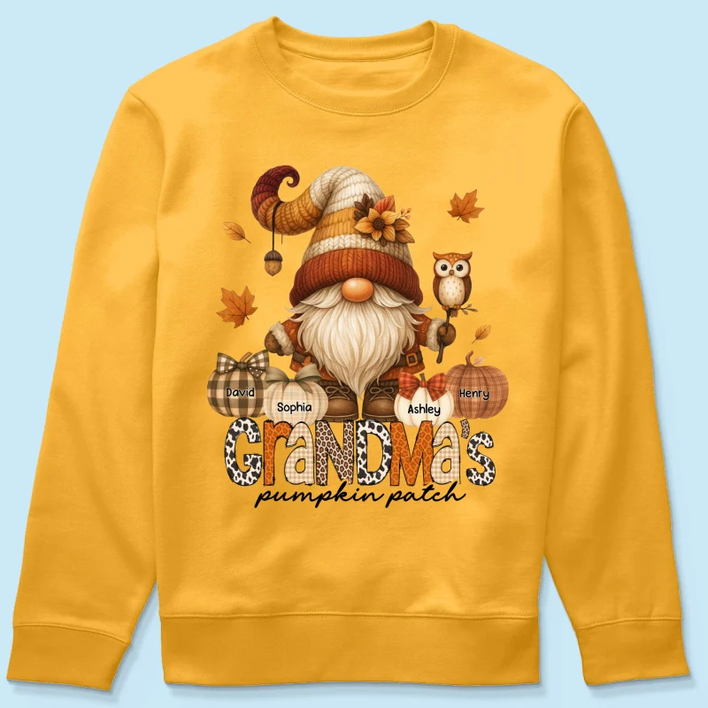 Grandma's Pumpkin Patch Cute Fall Gnome Personalized Sweatshirt, Cozy Fall Shirt for Grandma, Mom - Image 70