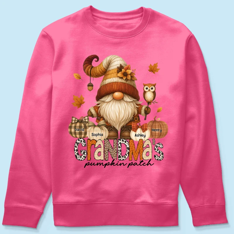 Grandma's Pumpkin Patch Cute Fall Gnome Personalized Sweatshirt, Cozy Fall Shirt for Grandma, Mom - Image 72